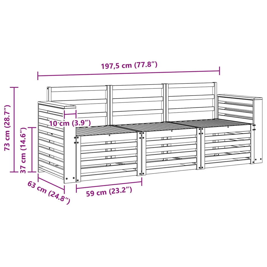 Ensembles de canapés 3 pcs Naturel Bois d'Acacia Massif - 6