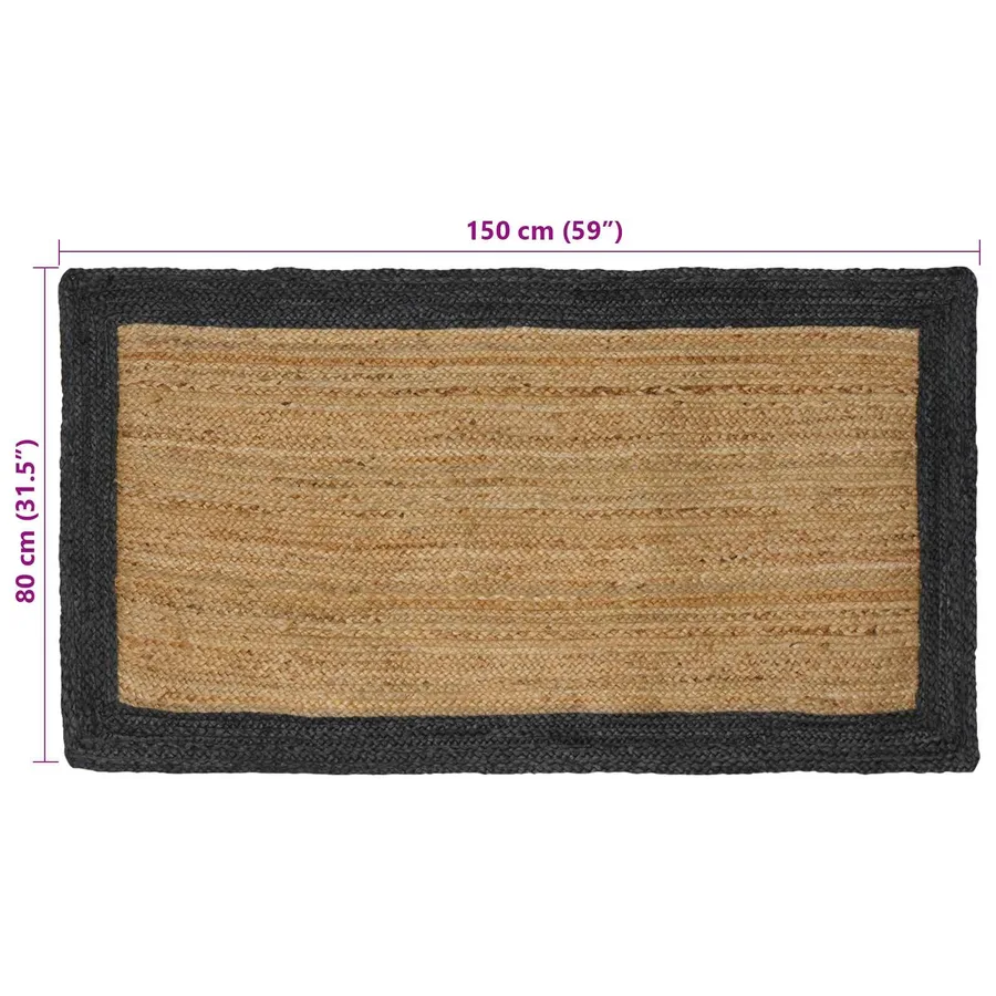Tapis de surface Gris foncé 80 x 150 cm Jute - 8