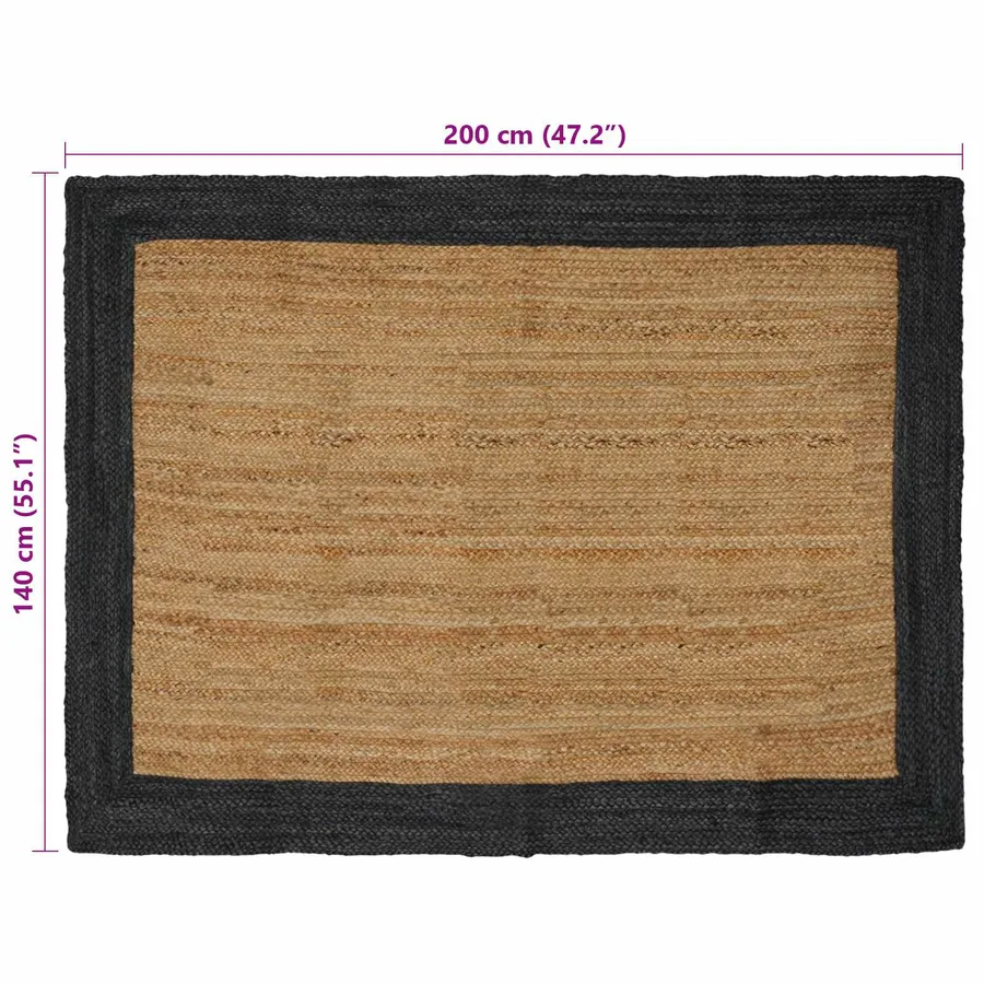 Tapis de surface Gris foncé 140 x 200 cm Jute - 8