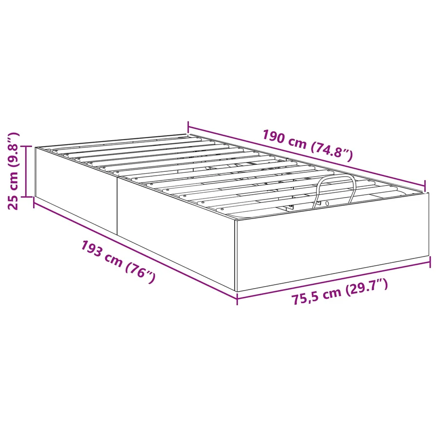 Cadre de lit ottoman Blanc 75,5 x 190 cm Bois d’ingénierie - 11