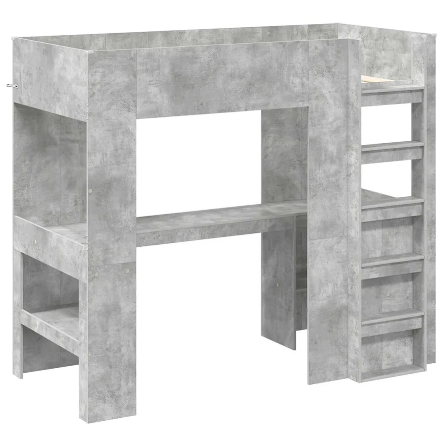 Cadre de lit superposé avec bureau Gris béton 80 x 200 cm - 4