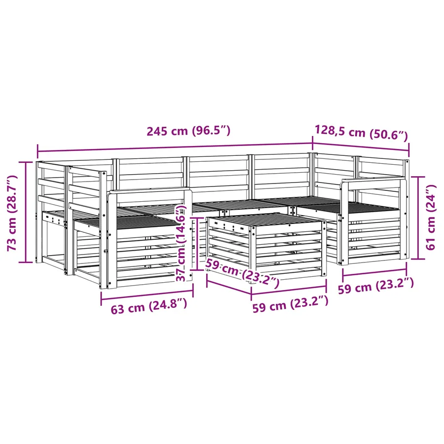 Ensemble de canapés d'extérieur 7 pcs Naturel - 8