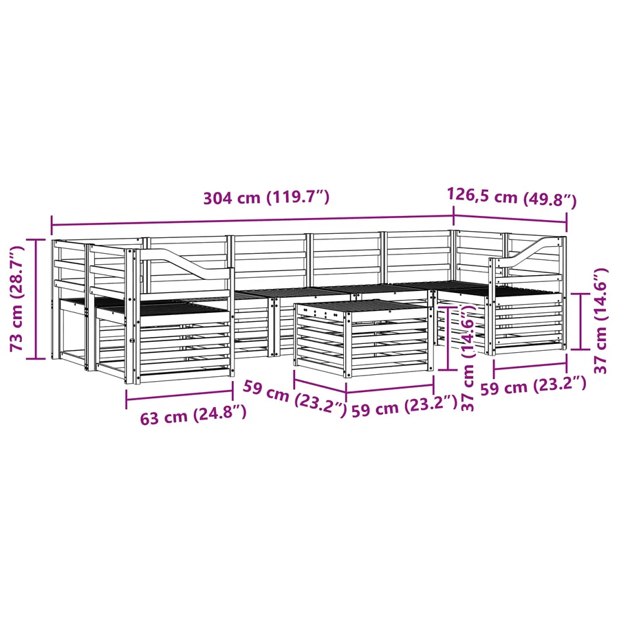 Ensembles de canapés 8 pcs Naturel Bois d'Acacia Massif - 8
