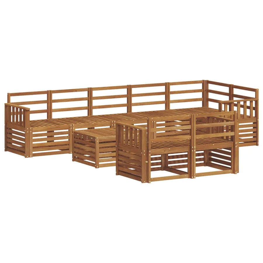 Ensembles de canapés 9 pcs Naturel Bois d'Acacia Massif - 2