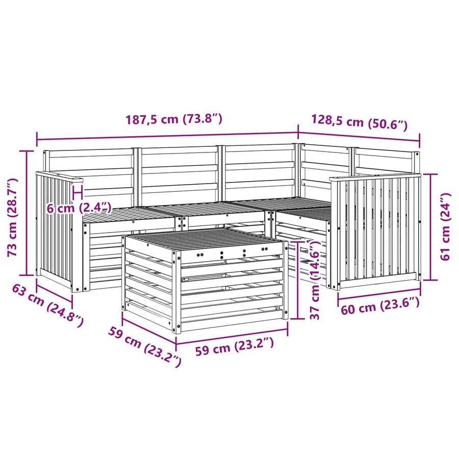 Ensemble de canapés d'extérieur 5 pcs Naturel - 10