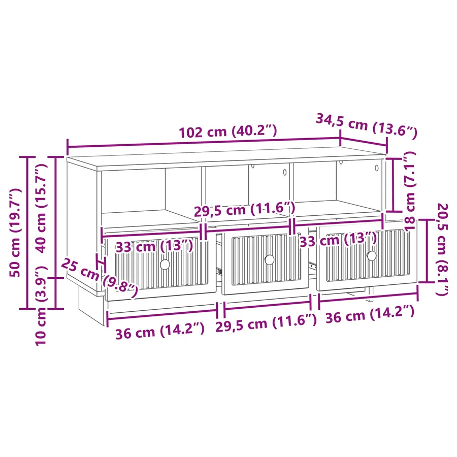 Meuble TV 102 x 34,5 x 50 cm Chêne artisanal Bois d'ingénierie - 12