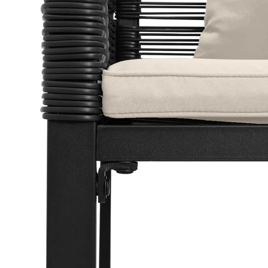 Ensemble de meubles d'extérieur Noir et blanc crème polyrotin - 8