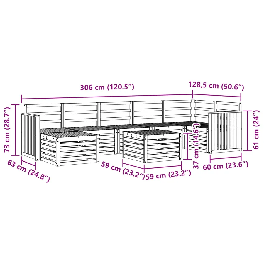 Ensemble de canapés d'extérieur 8 pcs Naturel - 12