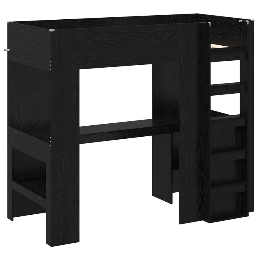 Cadre de lit superposé avec bureau Chêne noir 80 x 200 cm - 4