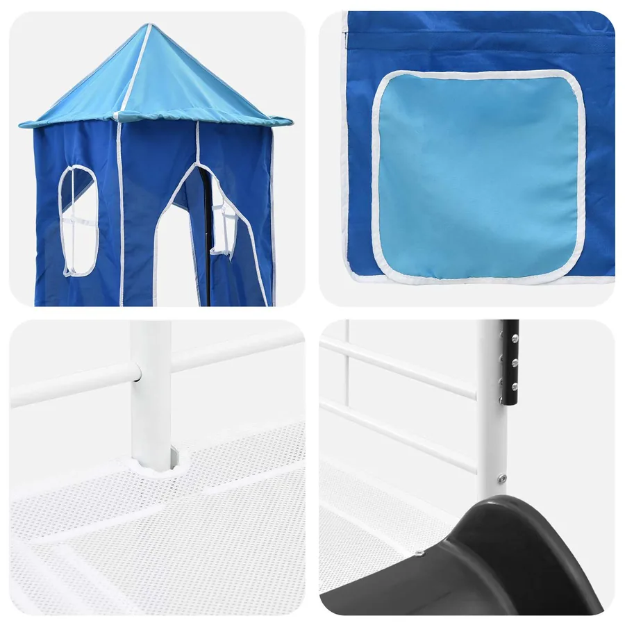 Lit mezzanine pour enfants Uni Blanc et bleu 90 x 200 cm métal - 11