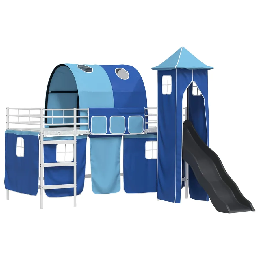 Lit mezzanine pour enfants Uni Blanc et bleu 90 x 200 cm métal - 4
