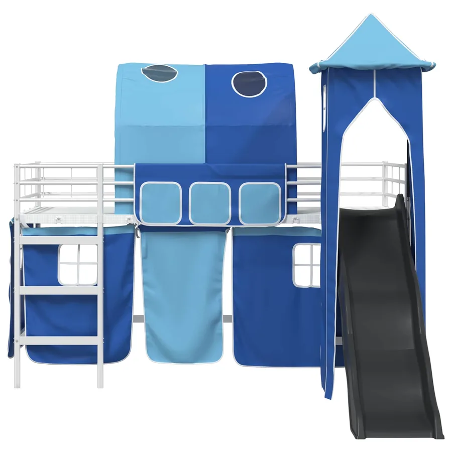 Lit mezzanine pour enfants Uni Blanc et bleu 90 x 200 cm métal - 6