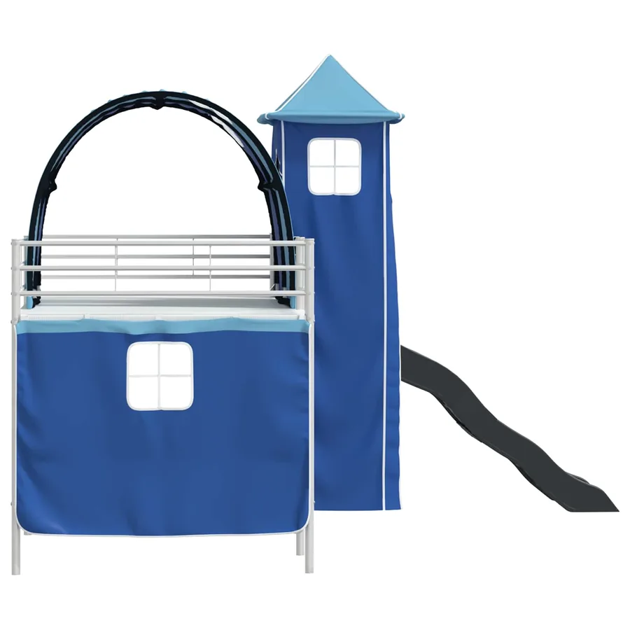 Lit mezzanine pour enfants Uni Blanc et bleu 90 x 200 cm métal - 9