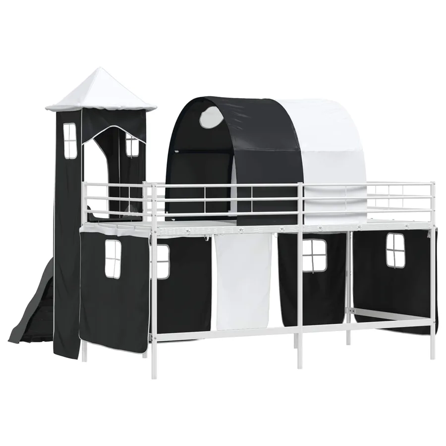Lit mezzanine pour enfants Uni Blanc et noir 107 x 203 cm métal - 10