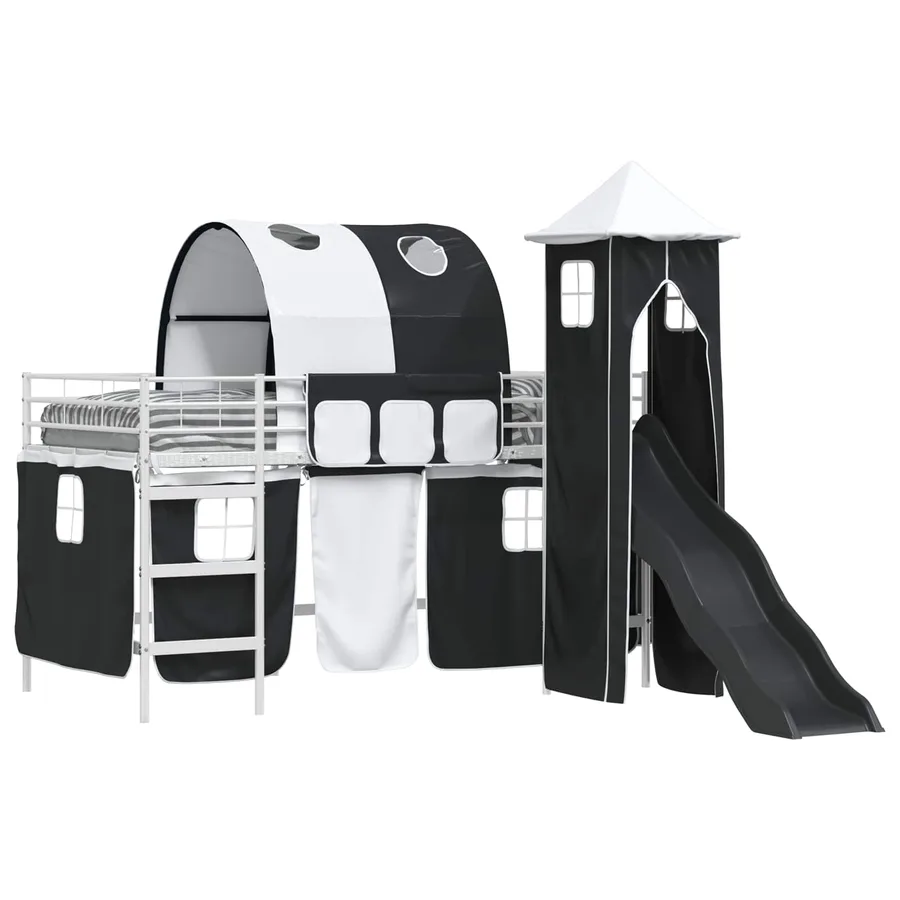 Lit mezzanine pour enfants Uni Blanc et noir 107 x 203 cm métal - 2