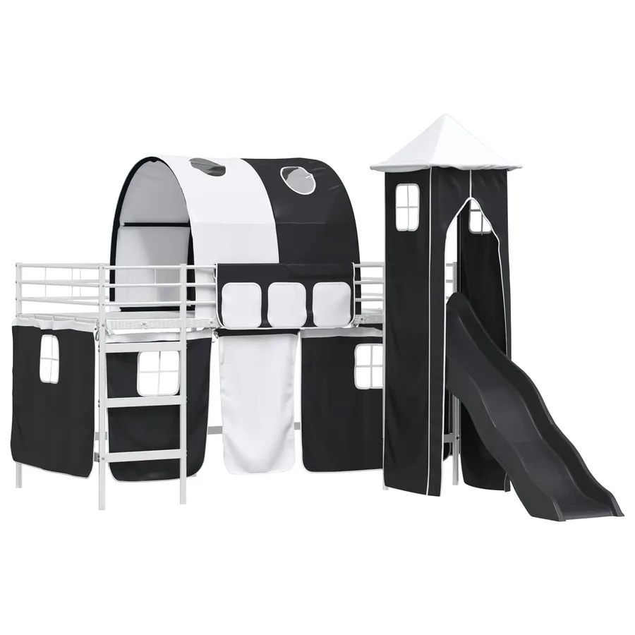 Lit mezzanine pour enfants Uni Blanc et noir 107 x 203 cm métal - 4