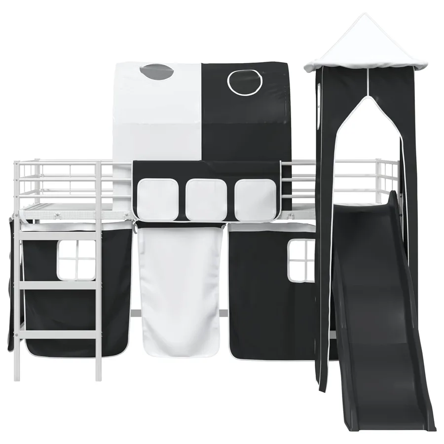 Lit mezzanine pour enfants Uni Blanc et noir 107 x 203 cm métal - 6