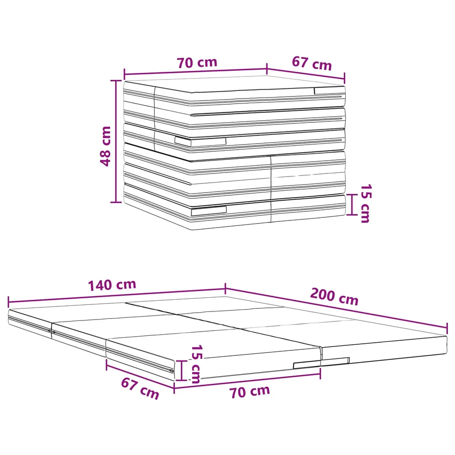 Canapé-lit pliable 140 x 67 x 45 cm Noir - 11