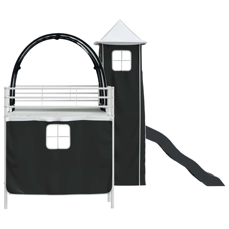Lit mezzanine pour enfants Uni Blanc et noir 80 x 200 cm métal - 9