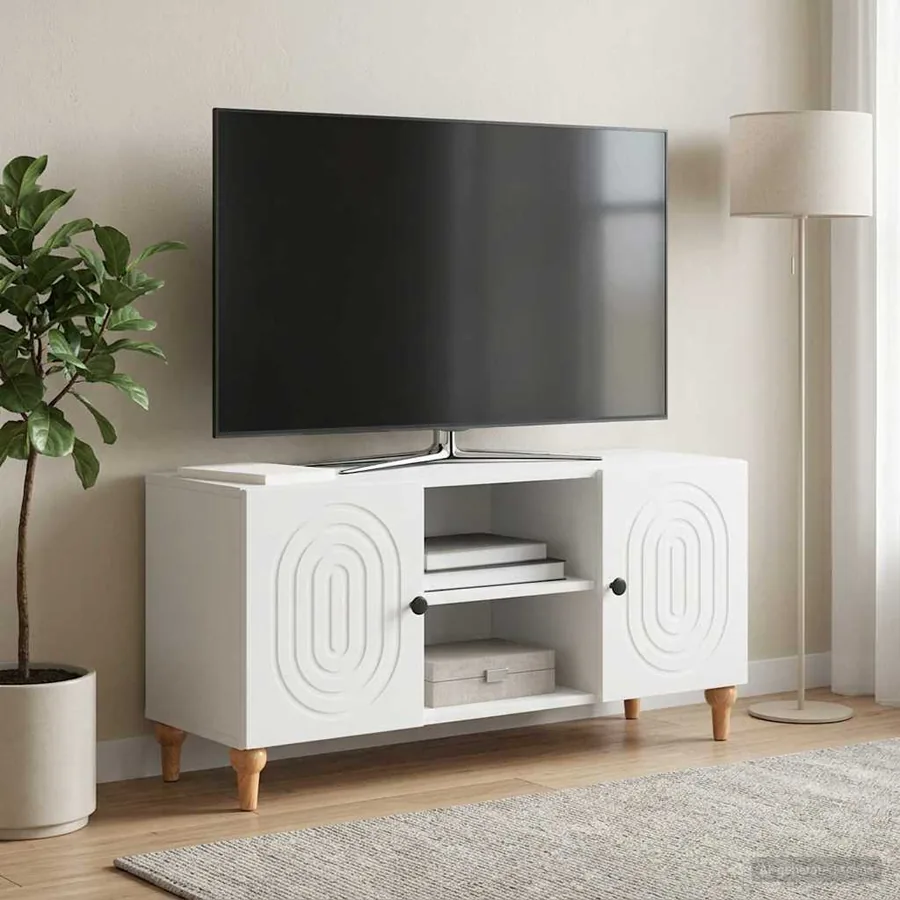 Meuble TV Blanc 102 x 34,5 x 50 cm Bois d'ingénierie