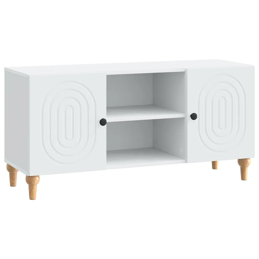 Meuble TV Blanc 102 x 34,5 x 50 cm Bois d'ingénierie - 2