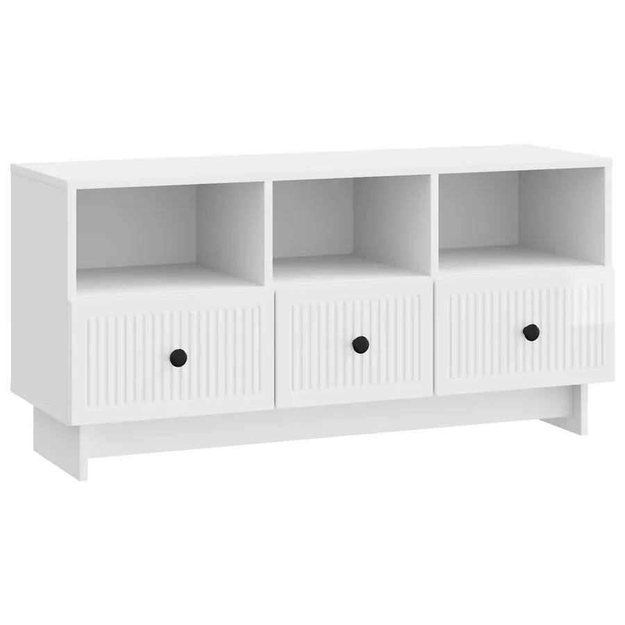 Meuble TV Blanc brillant 102 x 34,5 x 50 cm Bois d'ingénierie - 2