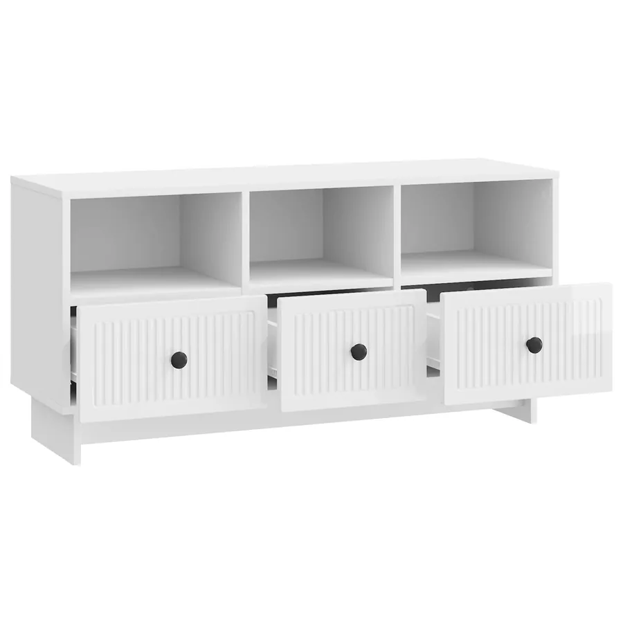Meuble TV Blanc brillant 102 x 34,5 x 50 cm Bois d'ingénierie - 5