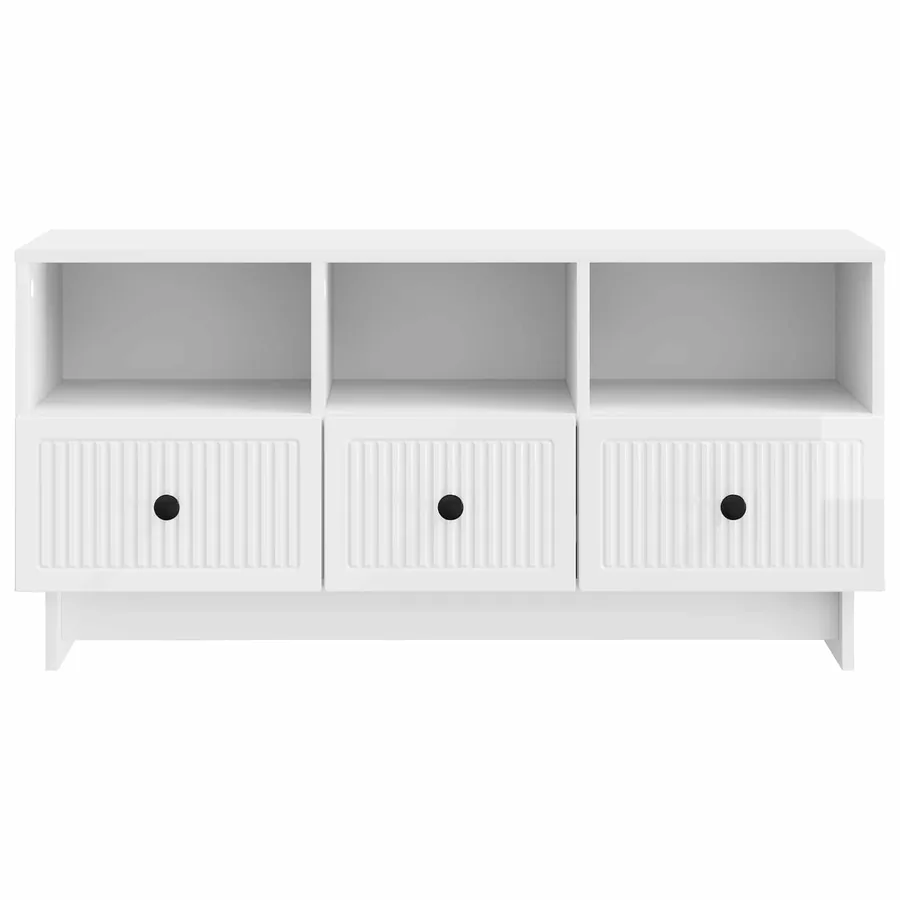 Meuble TV Blanc brillant 102 x 34,5 x 50 cm Bois d'ingénierie - 6
