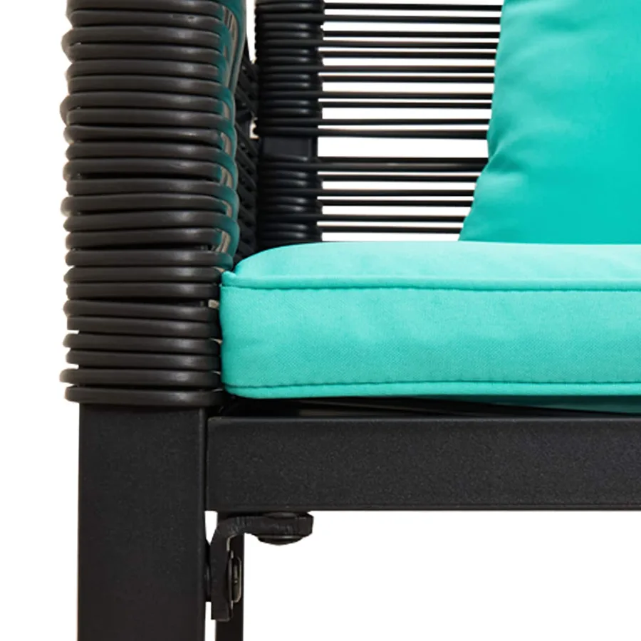 Ensemble de meubles d'extérieur Noir et turquoise polyrotin - 12