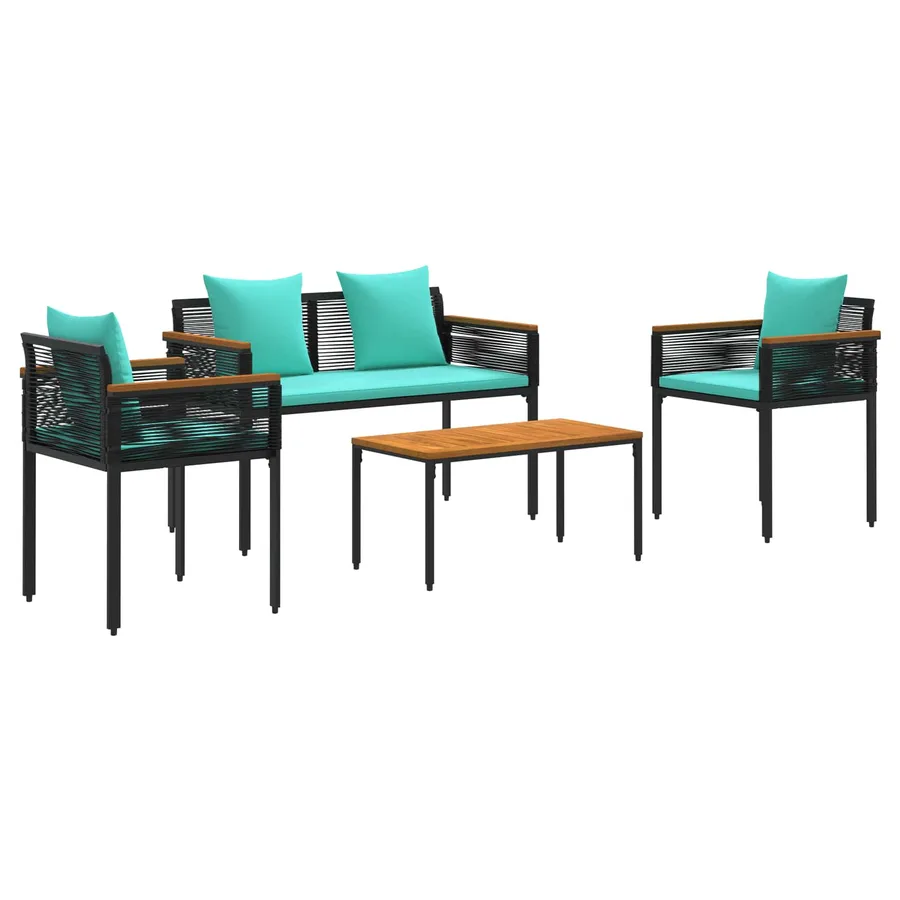 Ensemble de meubles d'extérieur Noir et turquoise polyrotin - 2