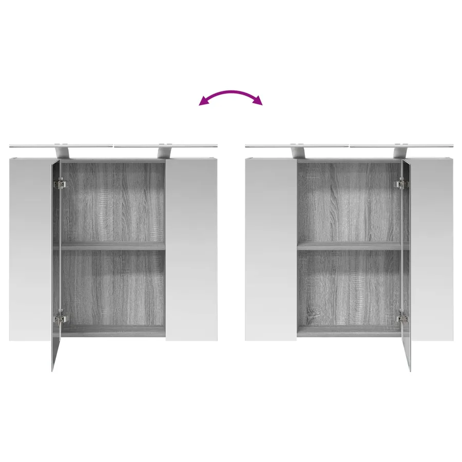 Armoire Miroir de Salle de Bain Gris Sonoma 80 x 14.5 x 70 cm - 12