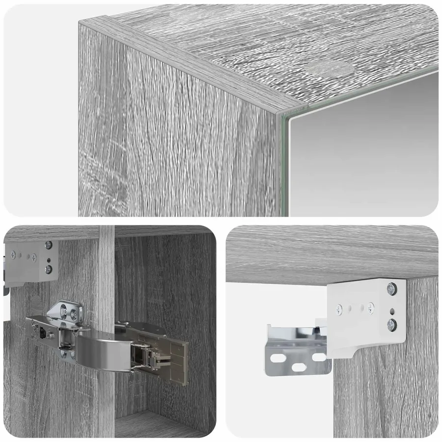 Armoire Miroir de Salle de Bain Gris Sonoma 80 x 14.5 x 70 cm - 8