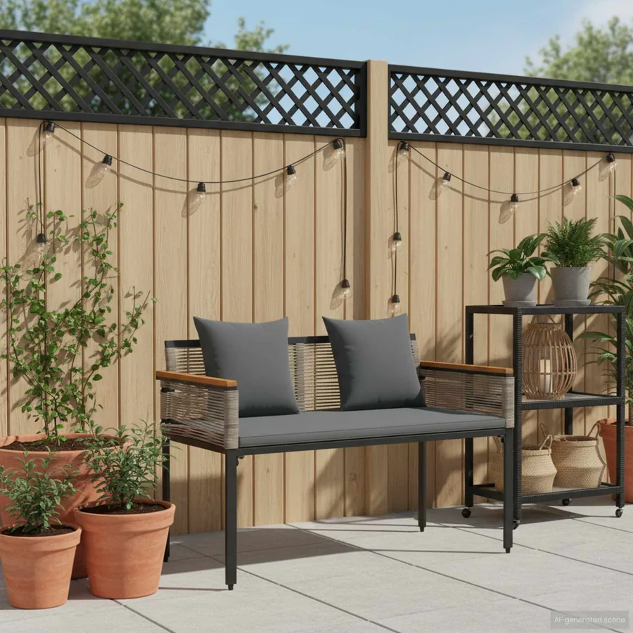 Banc extérieur Gris et Gris foncé 117 x 54 x 74.5 cm polyrotin - 3