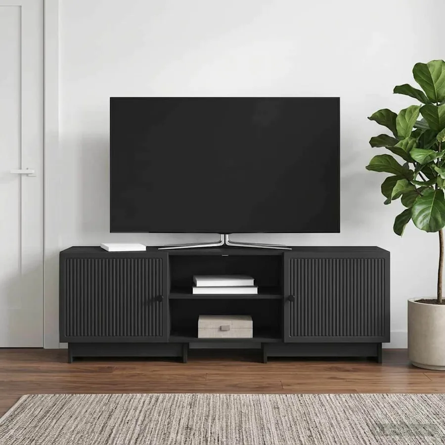 Meuble TV Noir 150 x 31 x 50 cm Bois d’ingénierie - 4