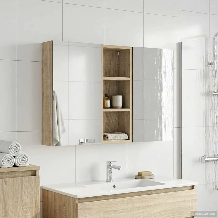 Ensemble de Meubles de Salle de Bain 3 pcs 80 x 10,5 x 50 cm - 4