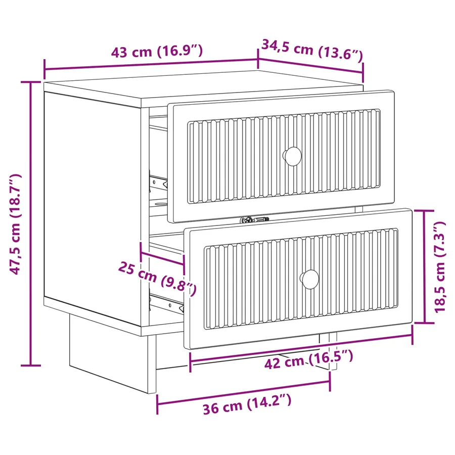 Cabinet de chevet Chêne artisanal 43 x 34,5 x 47,5 cm - 11