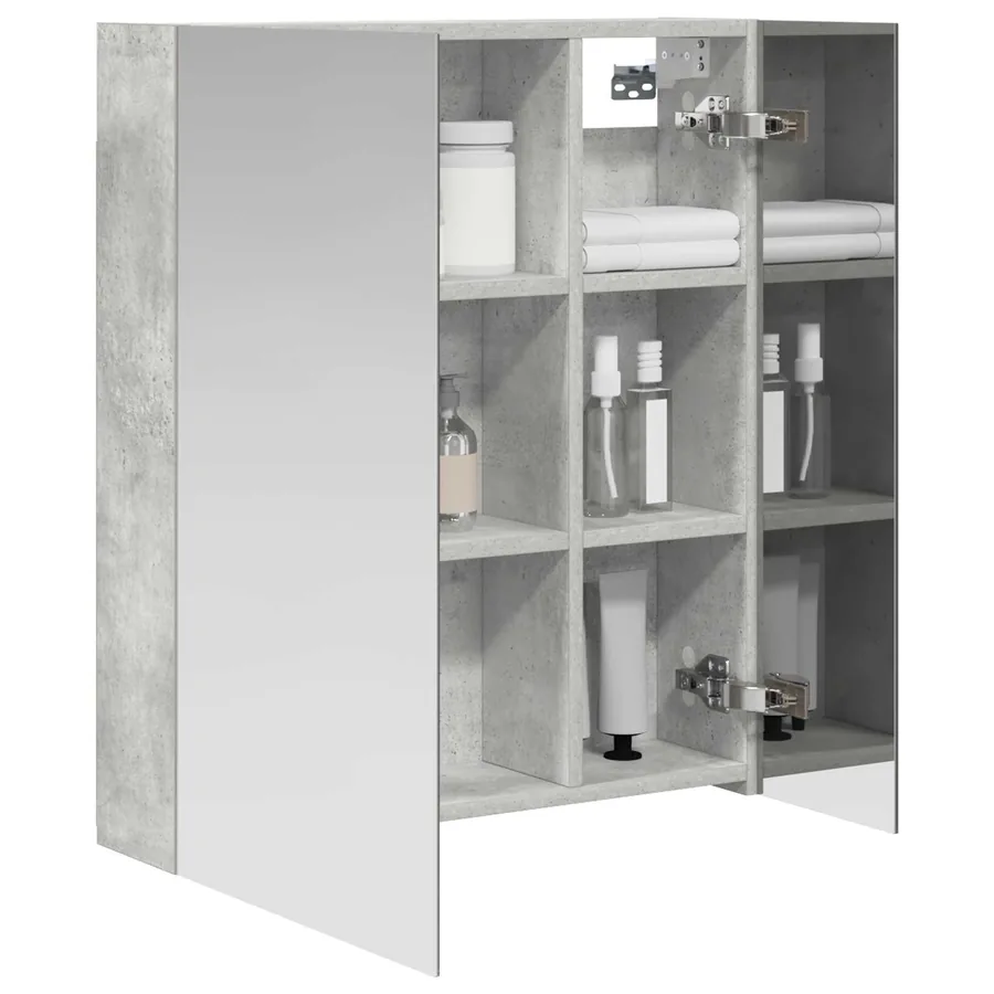 Armoire Miroir de Salle de Bain Gris béton 60 x 14,5 x 70 cm - 3