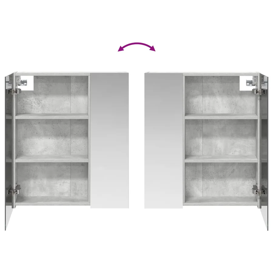 Armoire Miroir de Salle de Bain Gris béton 60 x 14,5 x 70 cm - 8
