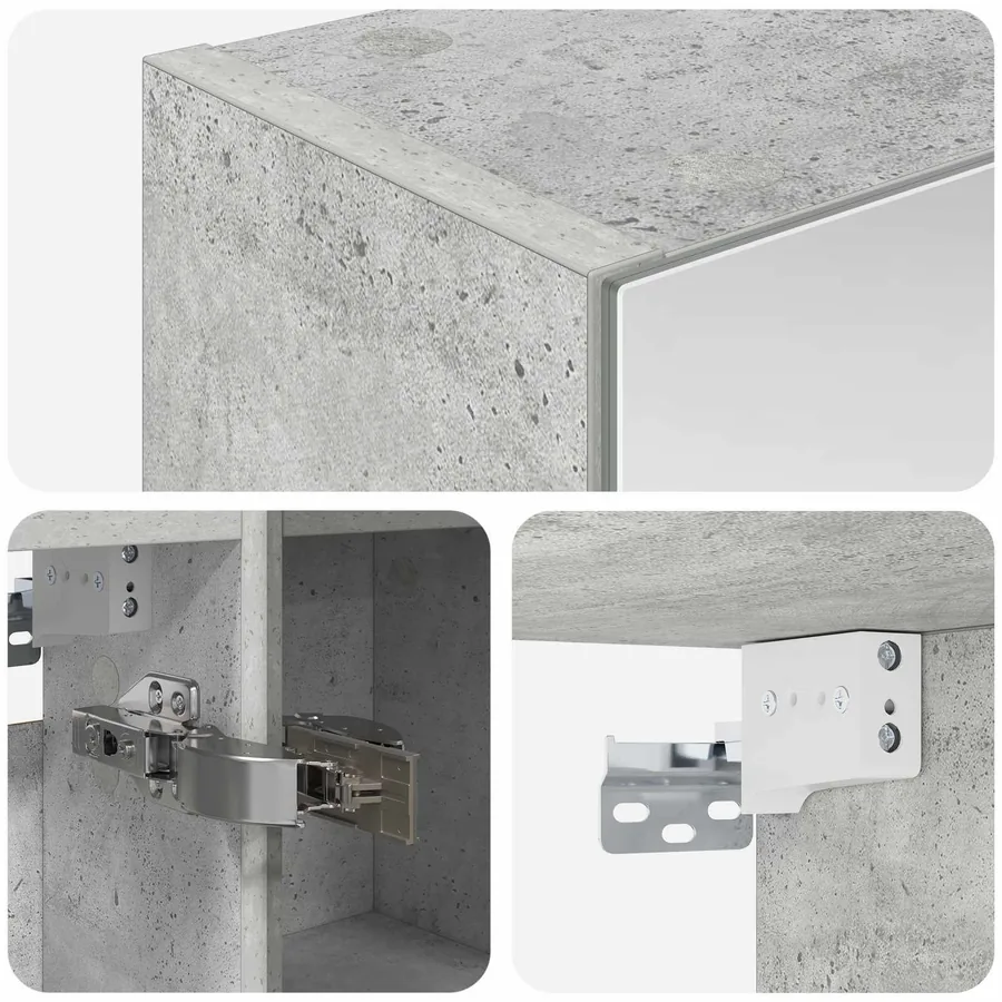 Armoire Miroir de Salle de Bain Gris béton 60 x 14,5 x 70 cm - 9