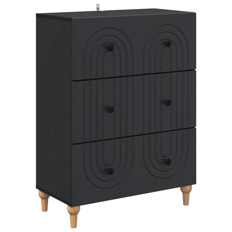 Armoire à tiroirs Noir 66 x 34,5 x 90 cm Bois d'ingénierie - 2