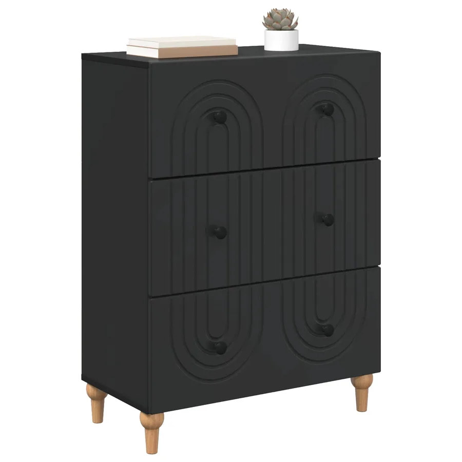 Armoire à tiroirs Noir 66 x 34,5 x 90 cm Bois d'ingénierie - 3
