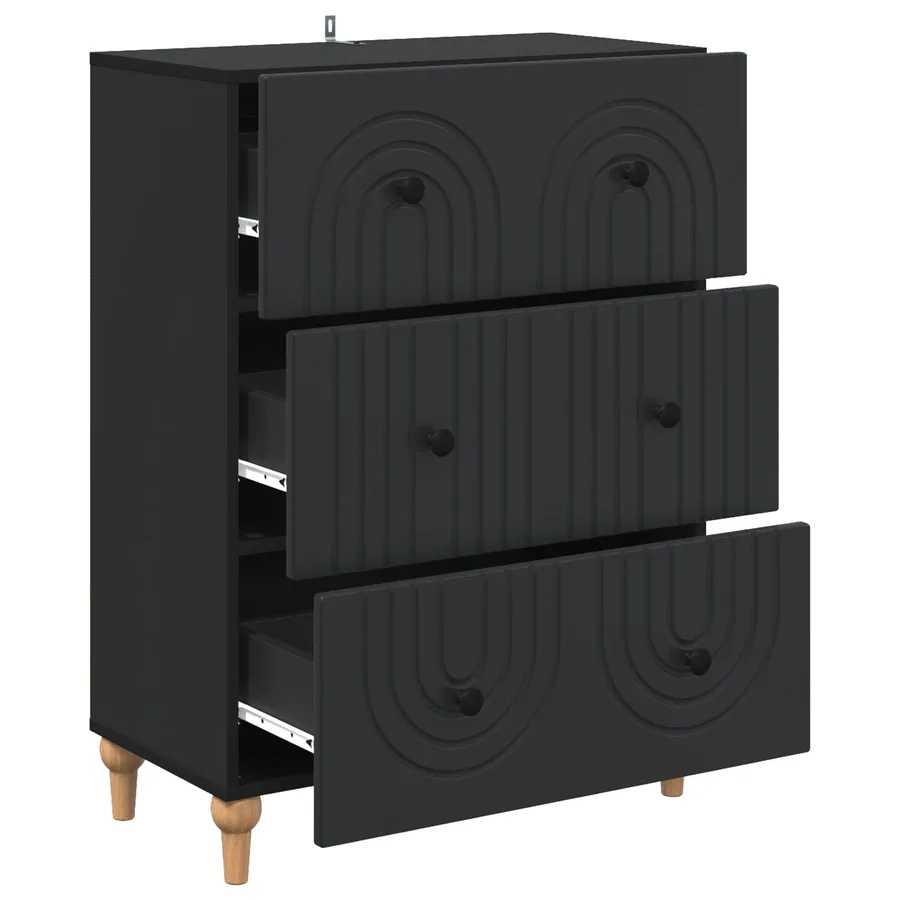 Armoire à tiroirs Noir 66 x 34,5 x 90 cm Bois d'ingénierie - 5