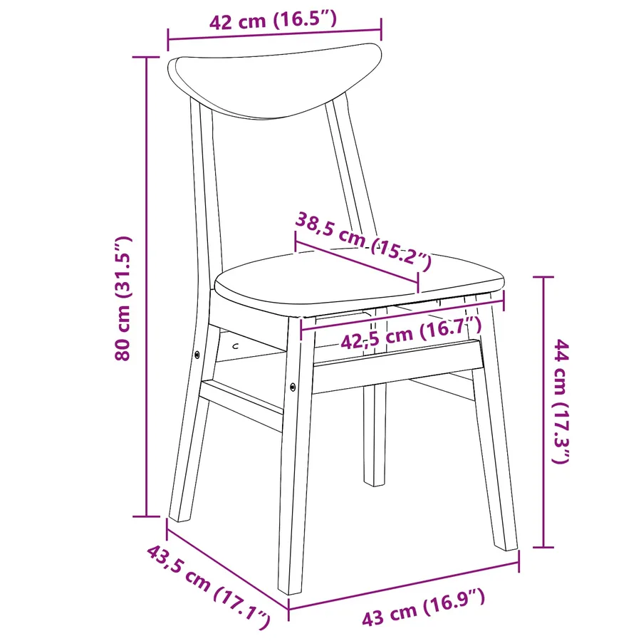 Chaises de salle à manger 2 pcs Marron Clair 42 x 47.5 x 81 cm - 11