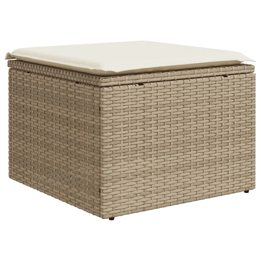Salon de jardin avec coussins 7 pcs beige résine tressée - 5