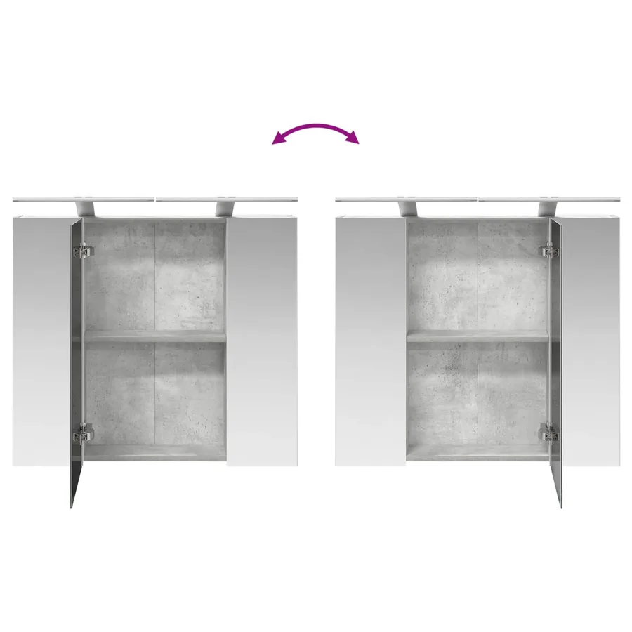 Armoire Miroir de Salle de Bain Gris béton 80 x 14.5 x 70 cm - 12