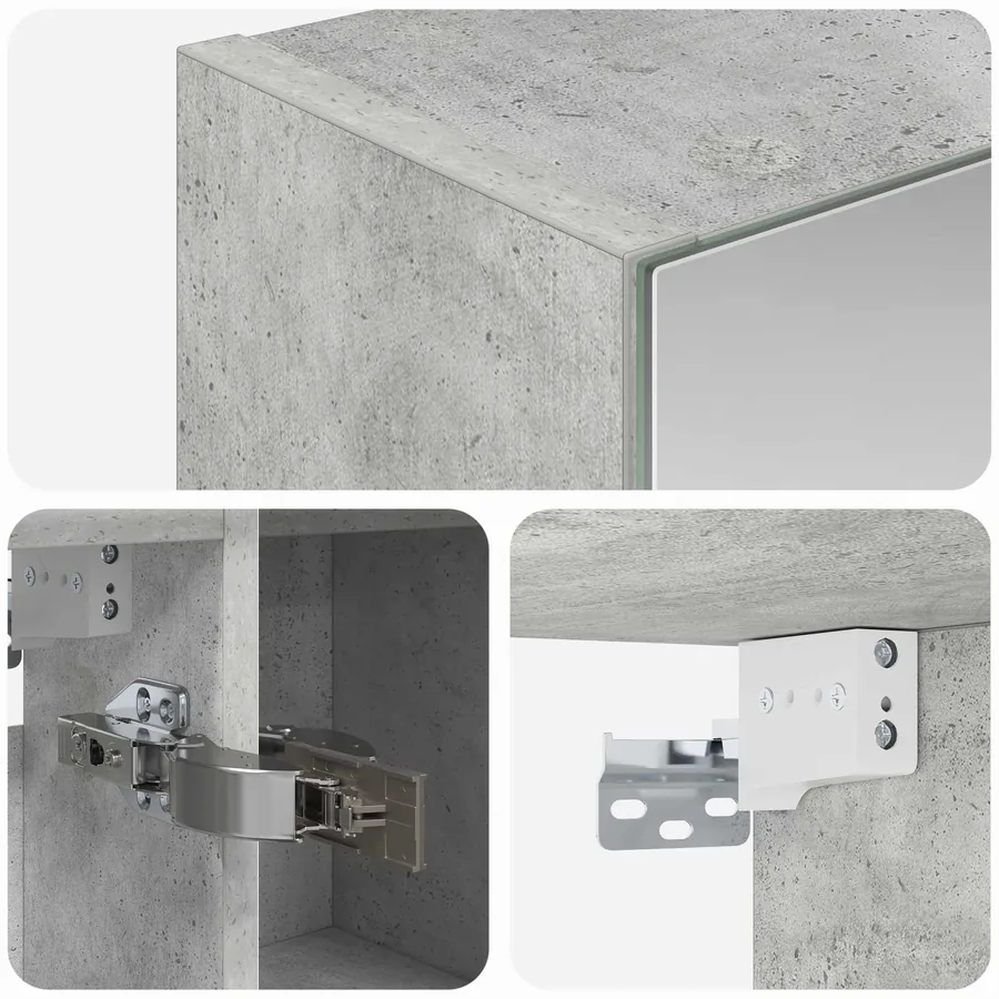 Armoire Miroir de Salle de Bain Gris béton 80 x 14.5 x 70 cm - 8