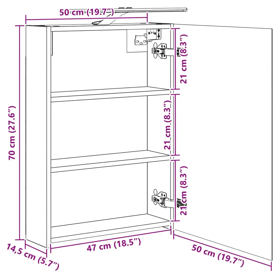 Armoire Miroir de Salle de Bain Blanc 50 x 14,5 x 70 cm - 14