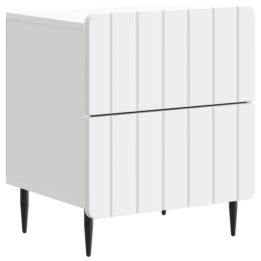 Cabinet de chevet avec tiroir 2 pcs Blanc 43 x 34,5 x 49,5 cm - 5