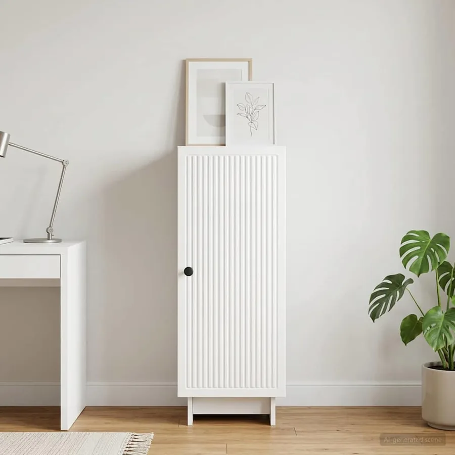 Buffet Blanc brillant 33 x 34,5 x 90 cm Bois d'ingénierie