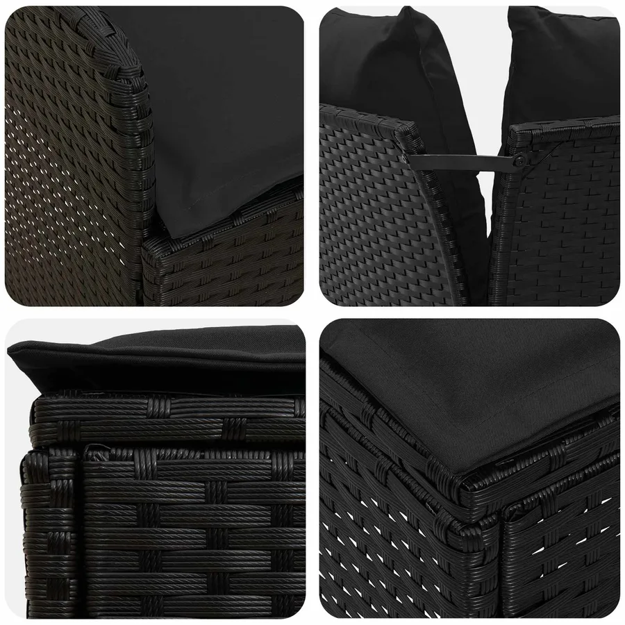 Ensembles de meubles avec oreiller 5 pcs Noir Rotin PE - 9